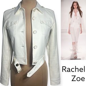 Rachel Zoe Ivory cropped leather jacket size small 4